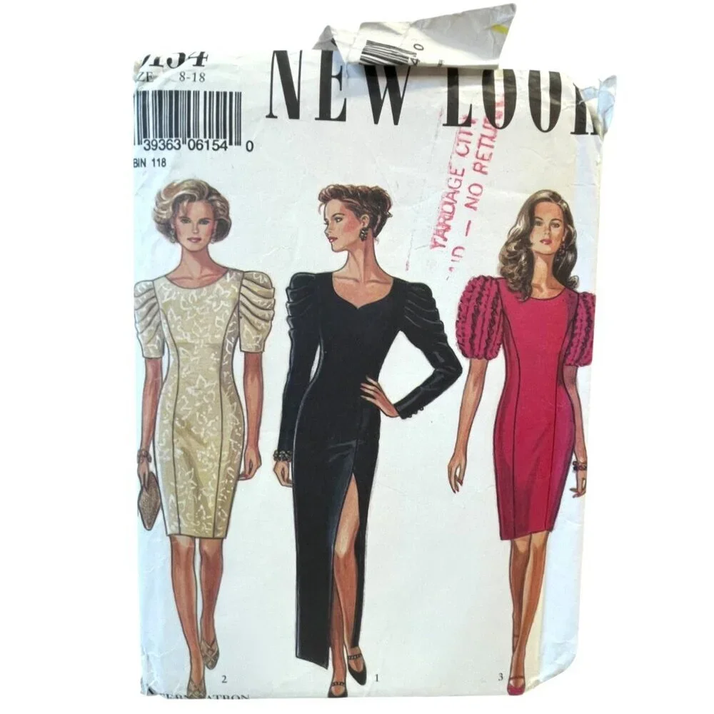 New Look Sewing Pattern 6154 Dress Ruched Sleeve Evening Gown Miss Size‎ 8-18